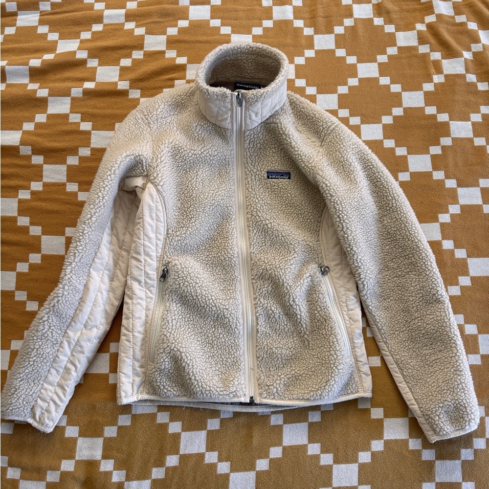 Patagonia Cream Ivory Full Zip Fleece Jacket